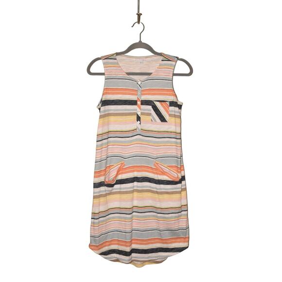 J. JILL $99 Multi-Color Stripe Cotton Blend Tank Dress PXS - Picture 1 of 3